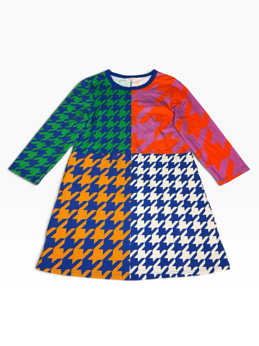 Gorman Houndstooth Tee Dress Women's Sz 10 Multicolor Organic Cotton
